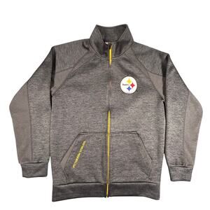 NFL Pittsburgh Steelers Mock‎ Neck Full Zip Jacket Charcoal Gray Men Size Medium